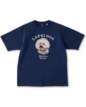 ビションフリーゼ ミディアム フェイス&サークルロゴ 刺繍 Tシャツ