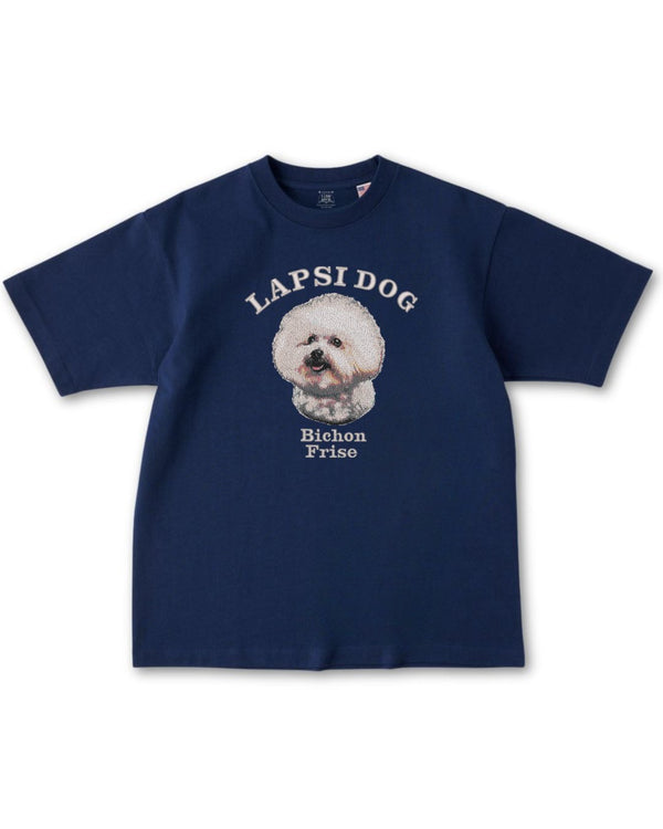 ビションフリーゼ ミディアム フェイス&サークルロゴ 刺繍 Tシャツ