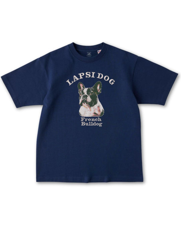 フレンチブルドック ミディアム フェイス&サークルロゴ 刺繍 Tシャツ