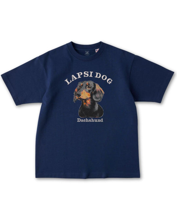 ダックスフント ミディアム フェイス&サークルロゴ 刺繍 Tシャツ