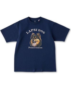 ポメラニアン ミディアム フェイス&サークルロゴ 刺繍 Tシャツ