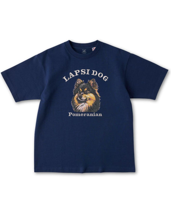ポメラニアン ミディアム フェイス&サークルロゴ 刺繍 Tシャツ