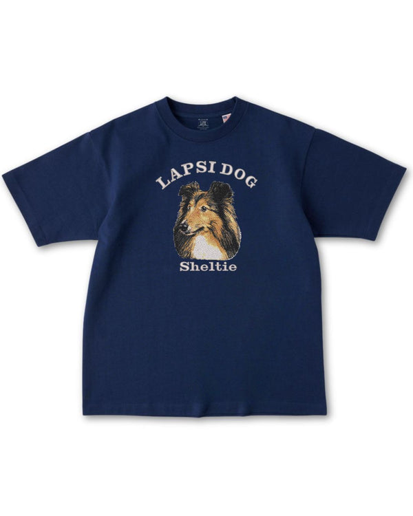 シェットランドシープドッグ ミディアム フェイス&サークルロゴ 刺繍 Tシャツ