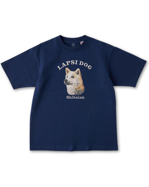 柴犬 ミディアム フェイス&サークルロゴ 刺繍 Tシャツ