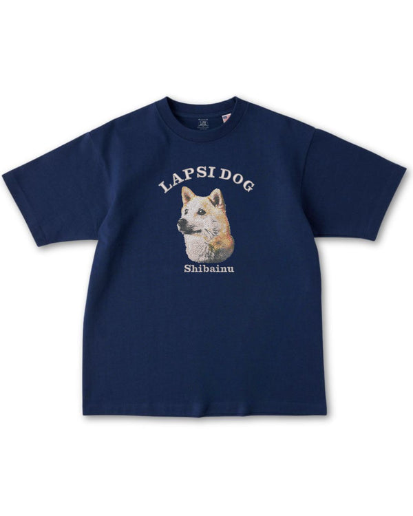 柴犬 ミディアム フェイス&サークルロゴ 刺繍 Tシャツ