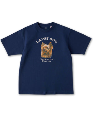 ヨークシャーテリア ミディアム フェイス&サークルロゴ 刺繍 Tシャツ