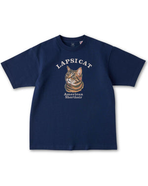 アメリカンショートヘア ミディアム フェイス&サークルロゴ 刺繍 Tシャツ