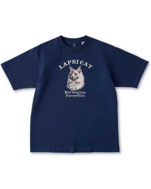 ノルウェージャンフォレストキャット ミディアム フェイス&サークルロゴ 刺繍 Tシャツ