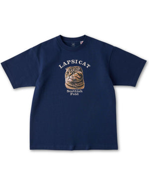 スコティッシュフォールド ミディアム フェイス&サークルロゴ 刺繍 Tシャツ