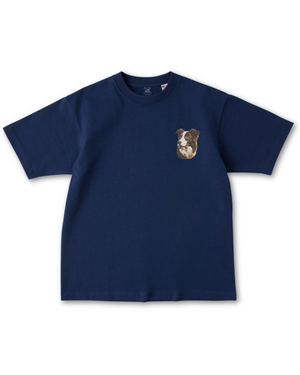 ボーダーコリーフェイスドッグ刺繍 Tシャツ