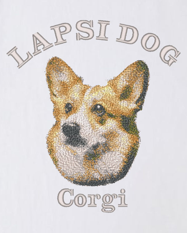 コーギー ミディアム フェイス&サークルロゴ 刺繍 Tシャツ