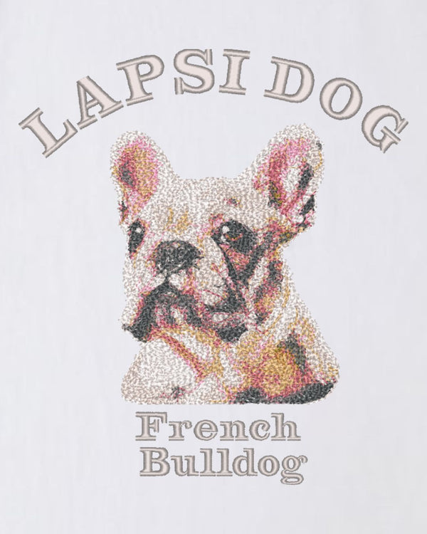 フレンチブルドック ミディアム フェイス&サークルロゴ 刺繍 Tシャツ