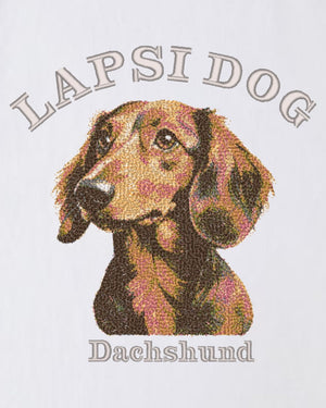 ダックスフント ミディアム フェイス&サークルロゴ 刺繍 Tシャツ