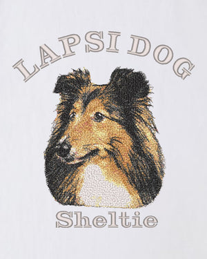 シェットランドシープドッグ ミディアム フェイス&サークルロゴ 刺繍 Tシャツ