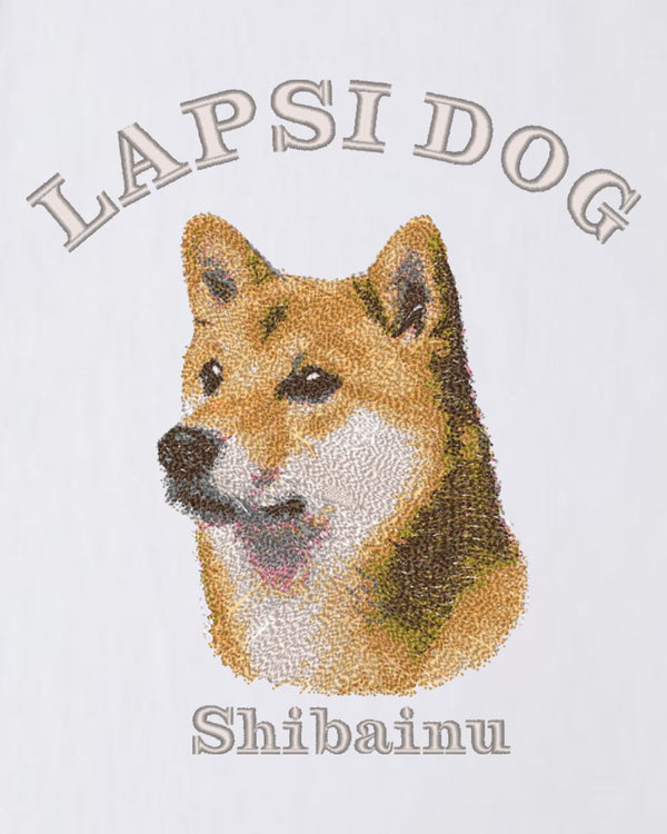 柴犬 ミディアム フェイス&サークルロゴ 刺繍 Tシャツ