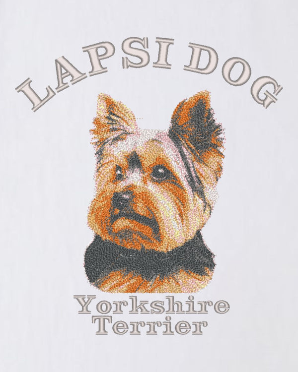 ヨークシャーテリア ミディアム フェイス&サークルロゴ 刺繍 Tシャツ