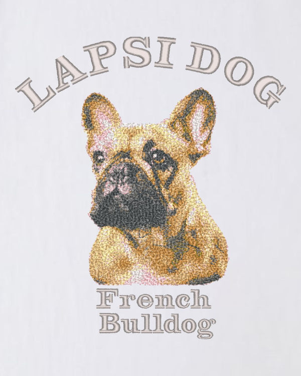 フレンチブルドック ミディアム フェイス&サークルロゴ 刺繍 Tシャツ