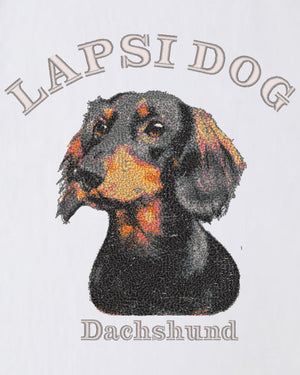 ダックスフント ミディアム フェイス&サークルロゴ 刺繍 Tシャツ