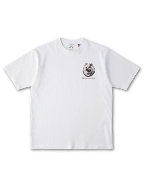 サモエド コーギー フェイス&ロゴ 刺繍 Tシャツ