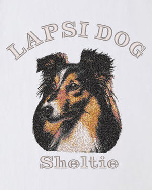 シェットランドシープドッグ ミディアム フェイス&サークルロゴ 刺繍 Tシャツ