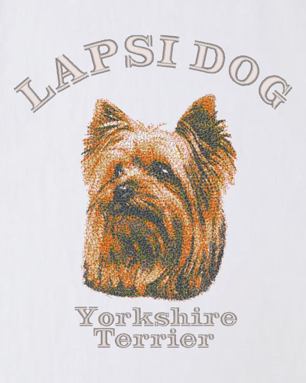 ヨークシャーテリア ミディアム フェイス&サークルロゴ 刺繍 Tシャツ