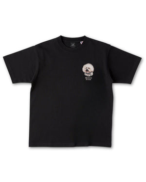ビションフリーゼ フェイス&ロゴ 刺繍 Tシャツ