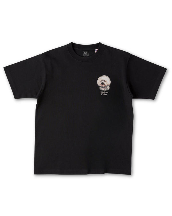 ビションフリーゼ フェイス&ロゴ 刺繍 Tシャツ