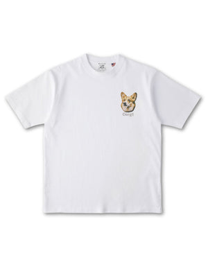 コーギー フェイス&ロゴ 刺繍 Tシャツ