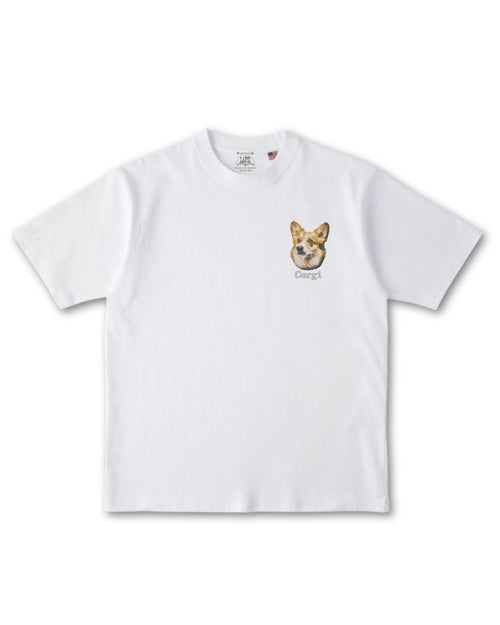 コーギー フェイス&ロゴ 刺繍 Tシャツ