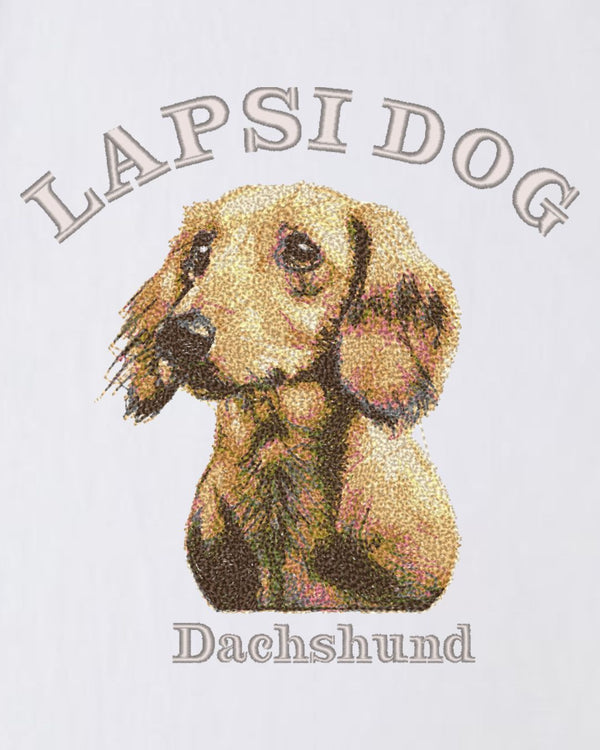 ダックスフント ミディアム フェイス&サークルロゴ 刺繍 Tシャツ