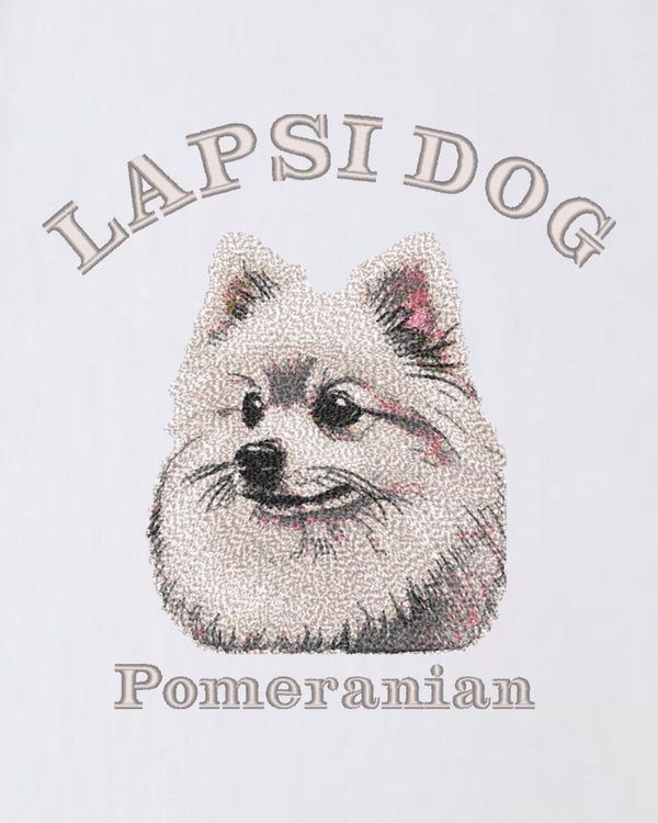 ポメラニアン ミディアム フェイス&サークルロゴ 刺繍 Tシャツ