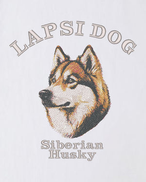 シベリアンハスキーミディアム フェイス&サークルロゴ 刺繍 Tシャツ