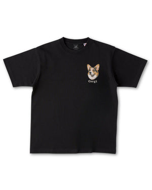 コーギー フェイス&ロゴ 刺繍 Tシャツ