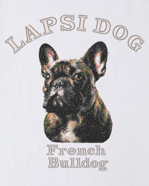 フレンチブルドック ミディアム フェイス&サークルロゴ 刺繍 Tシャツ