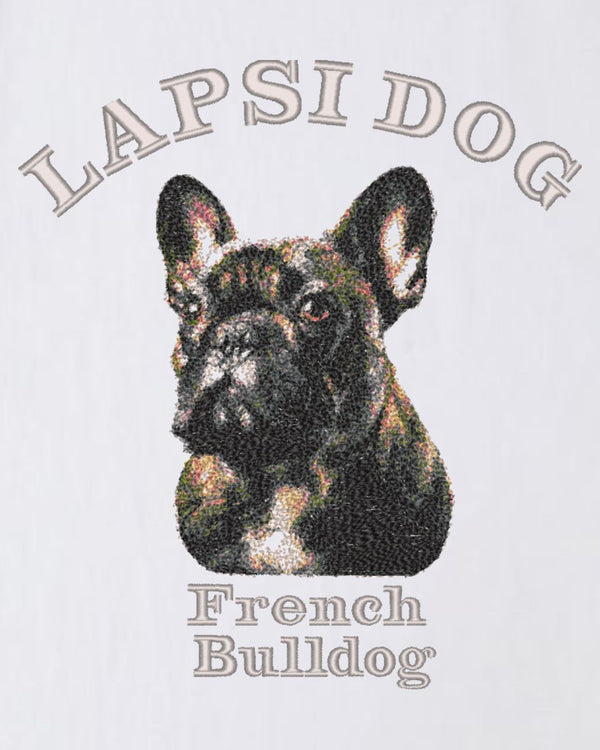 フレンチブルドック ミディアム フェイス&サークルロゴ 刺繍 Tシャツ