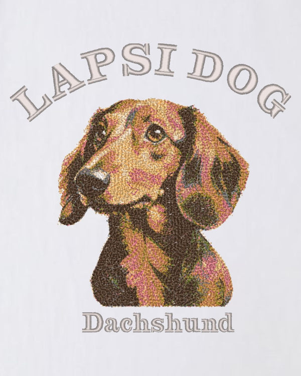 ダックスフント ミディアム フェイス&サークルロゴ 刺繍 Tシャツ