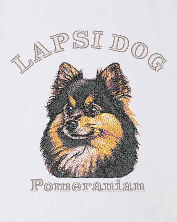 ポメラニアン ミディアム フェイス&サークルロゴ 刺繍 Tシャツ