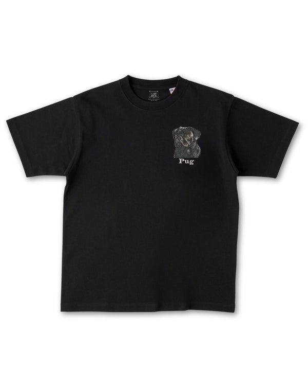 パグ フェイス&ロゴ 刺繍 Tシャツ