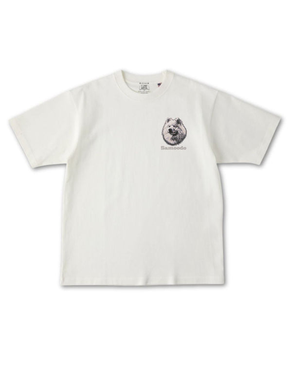 サモエド コーギー フェイス&ロゴ 刺繍 Tシャツ