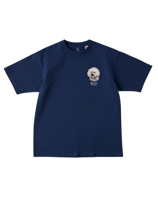 ビションフリーゼ フェイス&ロゴ 刺繍 Tシャツ