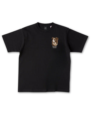 ボーダーコリー フェイス&ロゴ 刺繍 Tシャツ