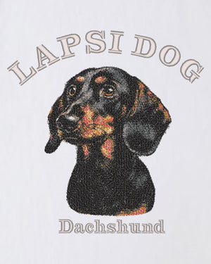 ダックスフント ミディアム フェイス&サークルロゴ 刺繍 Tシャツ