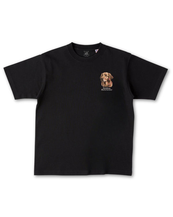 ゴールデンレトリバー フェイス&ロゴ 刺繍 Tシャツ