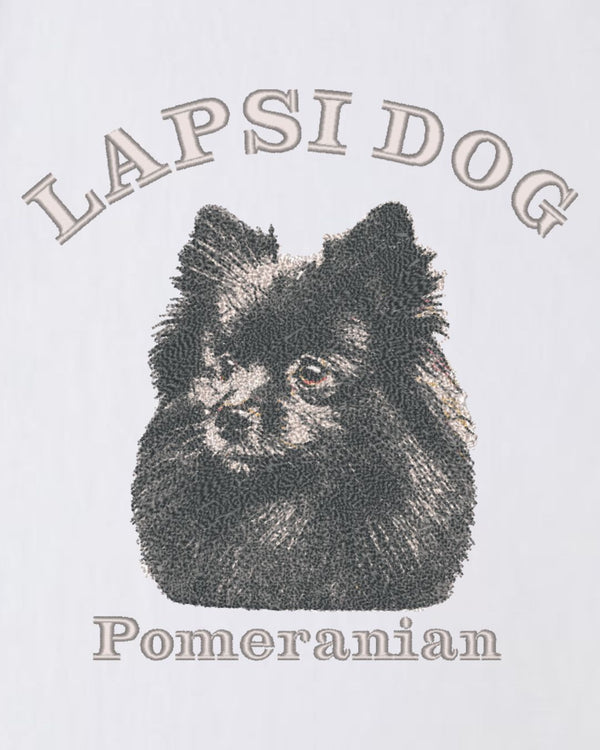 ポメラニアン ミディアム フェイス&サークルロゴ 刺繍 Tシャツ