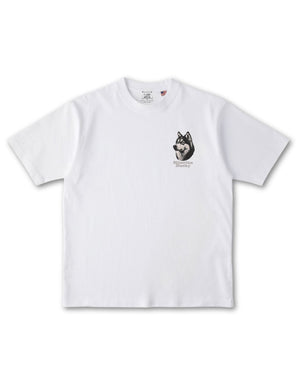 シベリアンハスキー フェイス&ロゴ 刺繍 Tシャツ