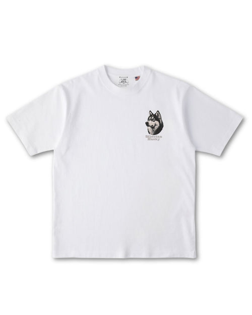 シベリアンハスキー フェイス&ロゴ 刺繍 Tシャツ