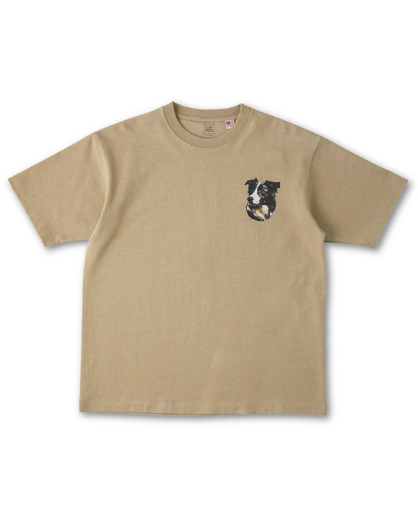 ボーダーコリーフェイスドッグ刺繍 Tシャツ