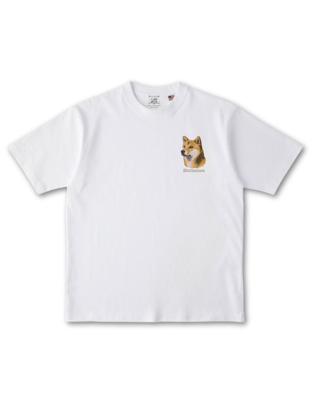 柴犬 フェイス&ロゴ 刺繍 Tシャツ