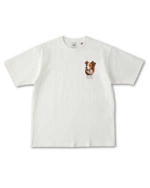 ボーダーコリー フェイス&ロゴ 刺繍 Tシャツ