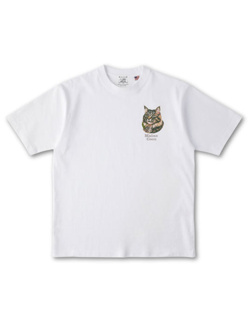 メインクーン フェイス&ロゴ 刺繍 Tシャツ